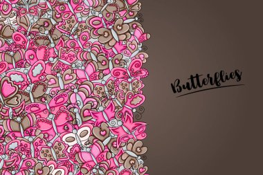 Kelebekler kavramı 3d çizgi film doodle arka tasarımında yaz..