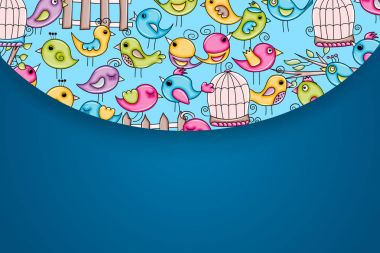 Yaz veya bahar kavramı kuş. 3D çizgi film doodle arka plan tasarım.