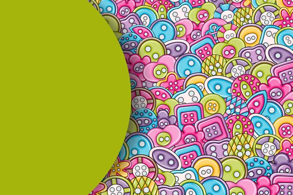 Dikiş düğmeleri el yapımı craft kavramı. 3D çizgi film doodle arka plan tasarım.