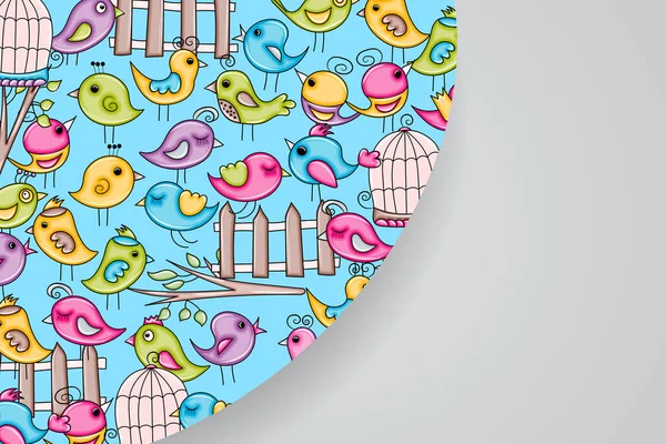 Yaz veya bahar kavramı kuş. 3D çizgi film doodle arka plan tasarım.