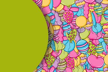 3 boyutlu çizgi film doodle arka plan tasarım doğum günü ve kutlama kavramında balonlar.