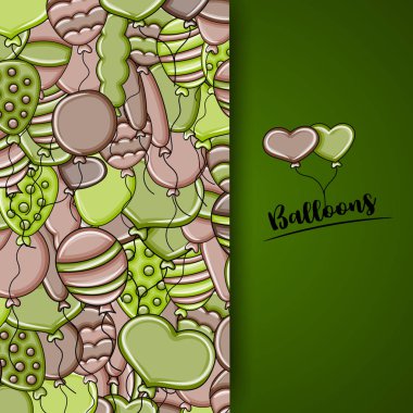 3 boyutlu çizgi film doodle arka plan tasarım doğum günü ve kutlama kavramında balonlar.