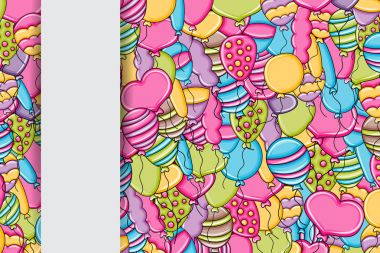 3 boyutlu çizgi film doodle arka plan tasarım doğum günü ve kutlama kavramında balonlar.