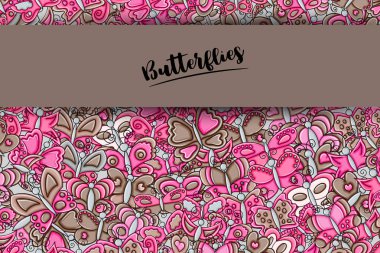 Kelebekler yaz kavram 3d çizgi film doodle arka plan desig olarak