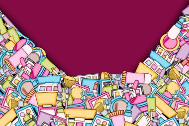 Makyaj çizgi film doodle tasarlamak zemin. Şirin arka plan kavramı f