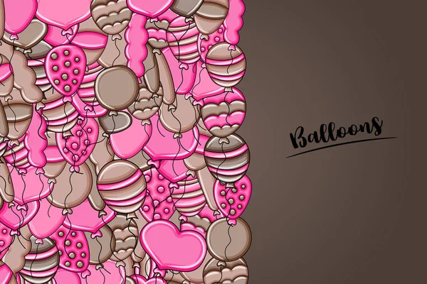 Verjaardag en feest concept in 3d cartoon doodle b ballonnen — Stockvector