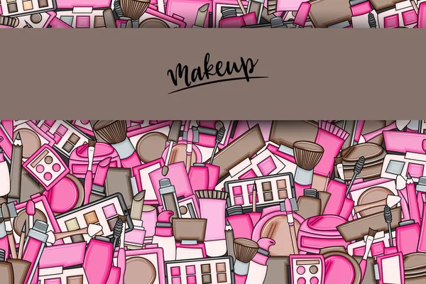 Makyaj çizgi film doodle tasarlamak zemin. Şirin arka plan kavramı f