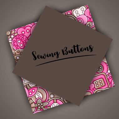 Dikiş düğmeleri el yapımı craft kavramı. 3D çizgi film doodle backgro