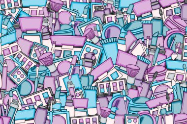 Makyaj çizgi film doodle tasarlamak zemin. Şirin arka plan kavramı f