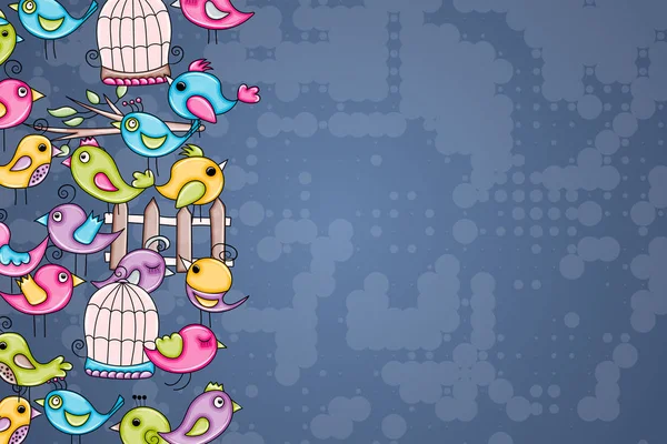 Yaz veya bahar kavramı kuş. 3D çizgi film doodle arka plan des