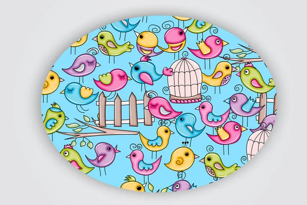 Yaz veya bahar kavramı kuş. 3D çizgi film doodle arka plan des