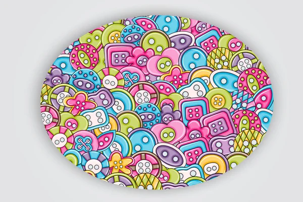 Dikiş düğmeleri el yapımı craft kavramı. 3D çizgi film doodle backgro