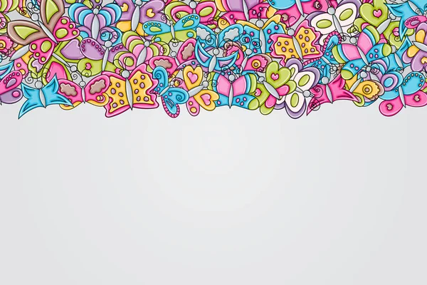 Borboletas conceito de verão em 3d desenho animado doodle fundo desig — Vetor de Stock
