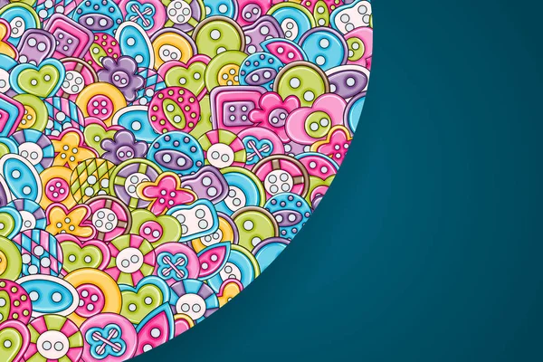 Dikiş düğmeleri el yapımı craft kavramı. 3D çizgi film doodle backgro