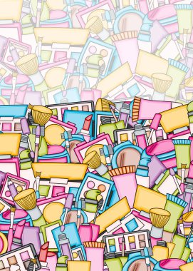 Makyaj çizgi film doodle tasarlamak zemin. Şirin arka plan kavramı f