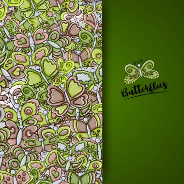 Kelebekler yaz kavram 3d çizgi film doodle arka plan desig olarak