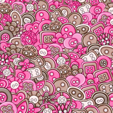 Dikiş düğmeleri el yapımı craft kavramı. 3D çizgi film doodle backgro