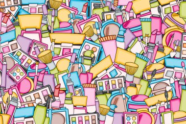 Makyaj çizgi film doodle tasarlamak zemin. Şirin arka plan kavramı f