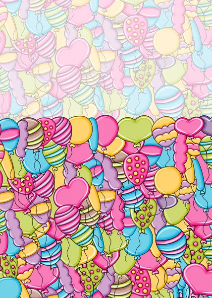 Μπαλόνια γενεθλίων και γιορτή έννοια 3d καρτούν doodle β — Διανυσματικό Αρχείο