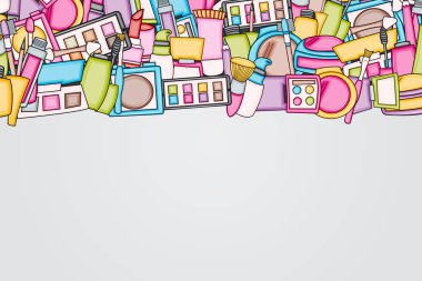 Makyaj çizgi film doodle tasarlamak zemin. Şirin arka plan kavramı f