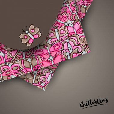 Kelebekler yaz kavram 3d çizgi film doodle arka plan desig olarak