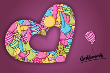 3d çizgi film doodle b balon doğum günü ve kutlama kavramı