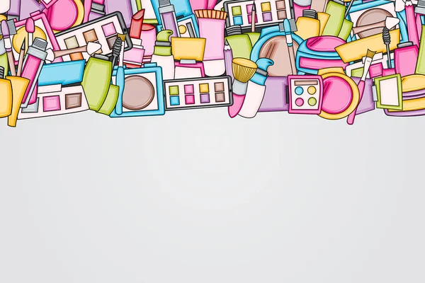 Makyaj çizgi film doodle tasarlamak zemin. Şirin arka plan kavramı f