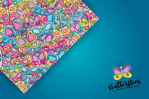 Kelebekler yaz kavram 3d çizgi film doodle arka plan desig olarak