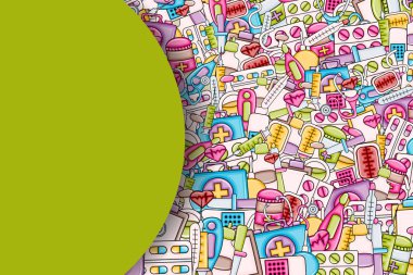 3d karikatür tarzı sağlık kavram. Arka plan tasarım doodle