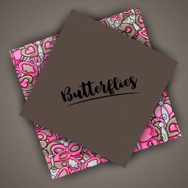 Kelebekler yaz kavram 3d çizgi film doodle arka plan desig olarak