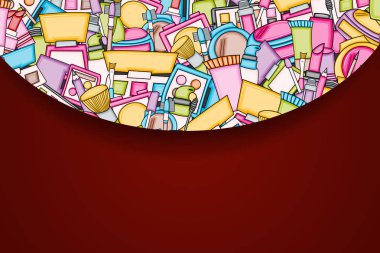 Makyaj çizgi film doodle tasarlamak zemin. Şirin arka plan kavramı f