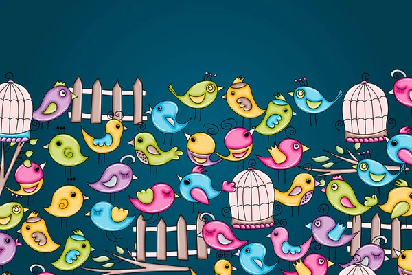 Yaz veya bahar kavramı kuş. 3D çizgi film doodle arka plan des