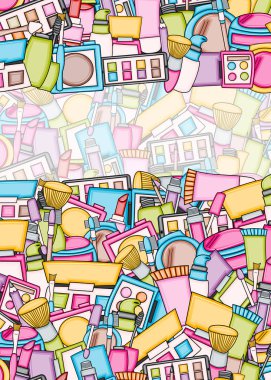 Makyaj çizgi film doodle tasarlamak zemin. Şirin arka plan kavramı f