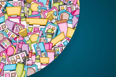 Makyaj çizgi film doodle tasarlamak zemin. Şirin arka plan kavramı f