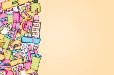 Makyaj çizgi film doodle tasarlamak zemin. Şirin arka plan kavramı f