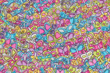 Kelebekler yaz kavram 3d çizgi film doodle arka plan desig olarak