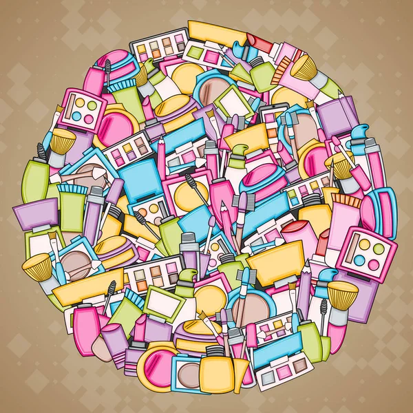 Makyaj çizgi film doodle tasarlamak zemin. Şirin arka plan kavramı f