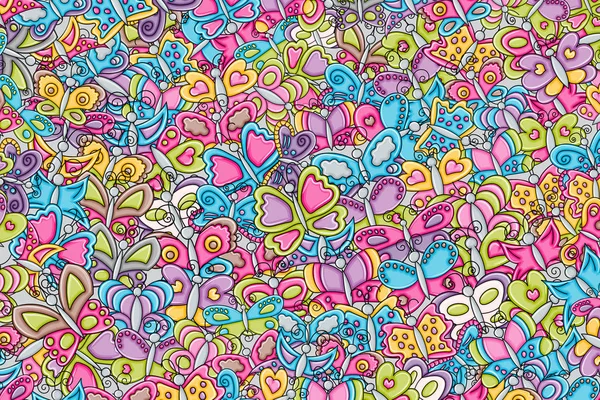 Kelebekler yaz kavram 3d çizgi film doodle arka plan desig olarak