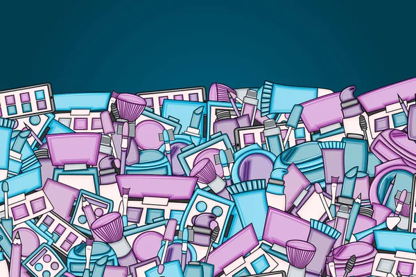 Makyaj çizgi film doodle tasarlamak zemin. Şirin arka plan kavramı f