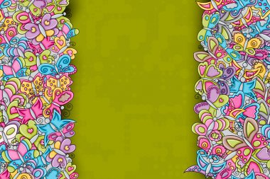 Kelebekler yaz kavram 3d çizgi film doodle arka plan desig olarak