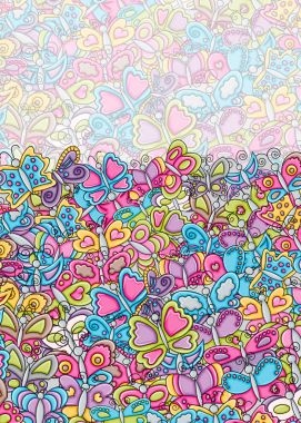 Kelebekler yaz kavram 3d çizgi film doodle arka plan desig olarak