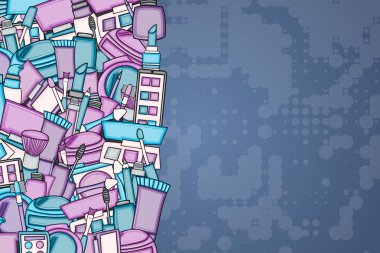 Makyaj çizgi film doodle tasarlamak zemin. Şirin arka plan kavramı f