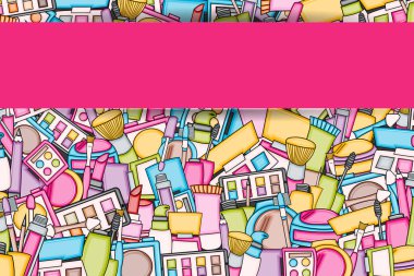 Makyaj çizgi film doodle tasarlamak zemin. Şirin arka plan kavramı f