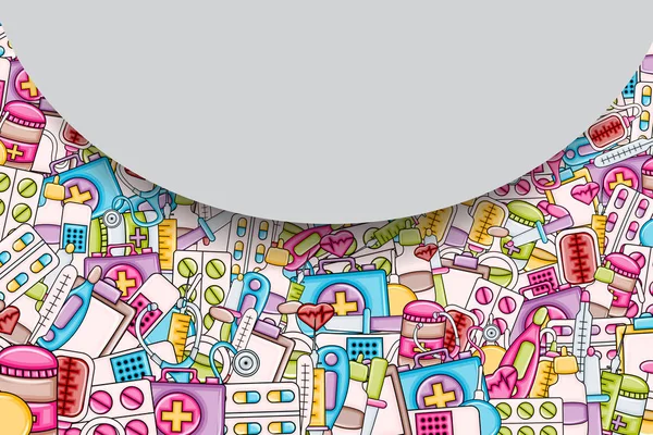 3d karikatür tarzı sağlık kavram. Arka plan tasarım doodle