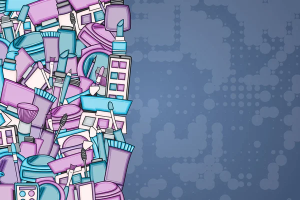 Makyaj çizgi film doodle tasarlamak zemin. Şirin arka plan kavramı f