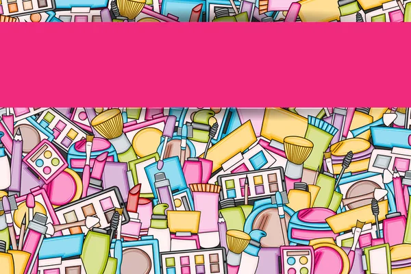 Makyaj çizgi film doodle tasarlamak zemin. Şirin arka plan kavramı f