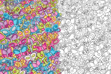 Kelebekler yaz konsepti 3d karikatür arka plan desi doodles