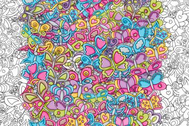 Kelebekler yaz konsepti 3d karikatür arka plan desi doodles