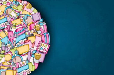 Makyaj çizgi film doodle tasarlamak zemin. Şirin arka plan kavramı f