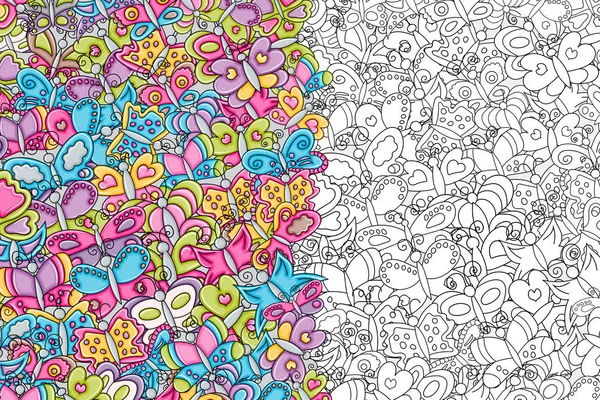 Kelebekler yaz konsepti 3d karikatür arka plan desi doodles